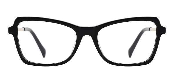 Rectangle Acetate Eyewear (Black & Gold)