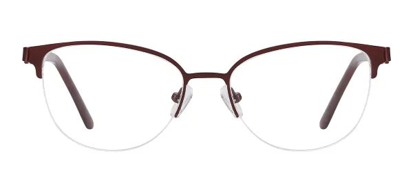 Small Half Rim Oval Eyeglasses (Red)