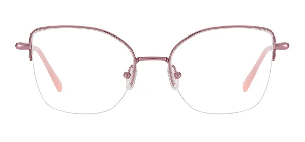 Retro Half Rim Metal Glasses (pink)