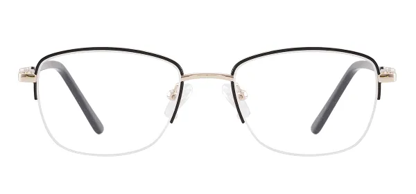 Small Metal Rectangle Glasses (Black & Gold)