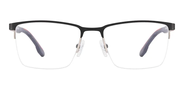 Classic Half Rim Rectangular Glasses (Black Red)