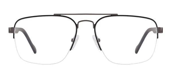 Double Bridge Vintage Square Glasses (Black & Gray)