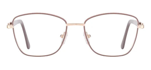 Small Square Metal Eyeglasses (Brown)
