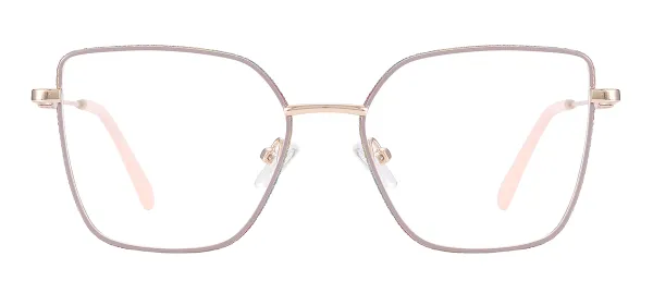 Fashion Square Metal Glasses (Pink Gold)