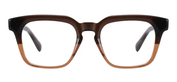 Classic Clear Square Acetate Glasses (Brown)