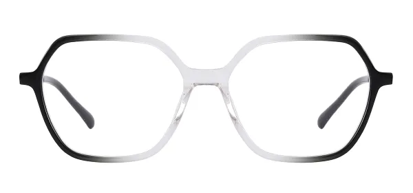 Acetate Geometric Eyewear (Black & Transparent)