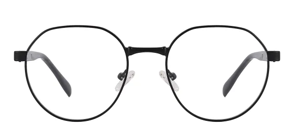 Vintage Geometric Round Eyewear (Black)