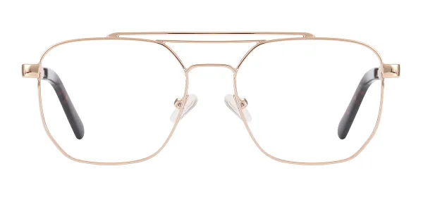 Fashion Double Bridge Metal Glasses (Gold)