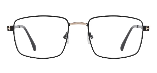 Classic Square Metal Eyeglasses (Black & Gold)