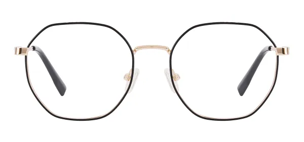 Vintage Geometric Metal Eyewear (Black & Gold)