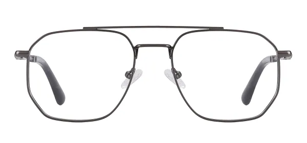 Double Bridge Square Metal Eyewear (Gray)