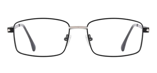Classic Rectangular Metal Eyewear (Black & Silver)