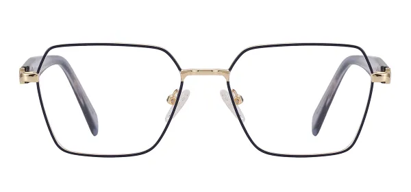 Fashion Geometric Metal Eyewear (Blue & Gold)