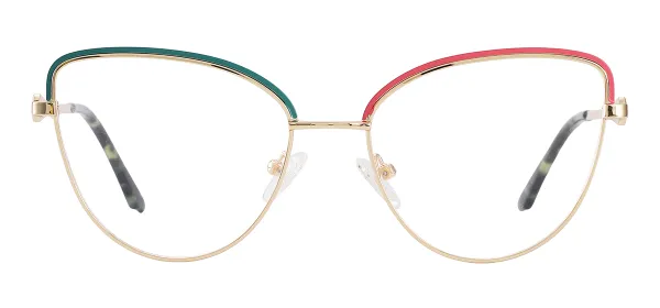 Trendy Cat Eye Glasses (Green & Pink)