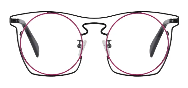Retro Round Eyeglasses (Black & Purle)