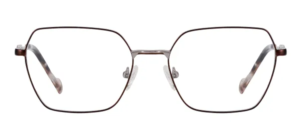 Fashion Geometric Metal Glasses (Brown)