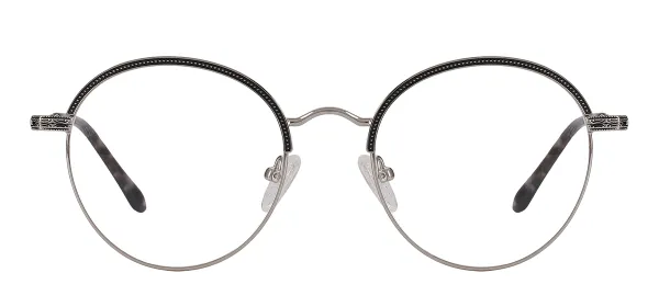Round Retro Metal Glasses (Black & Silver)