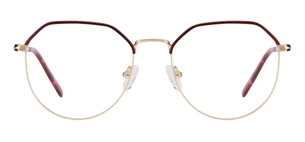 Geometric Fashion Metal Glasses (Red & Gold)