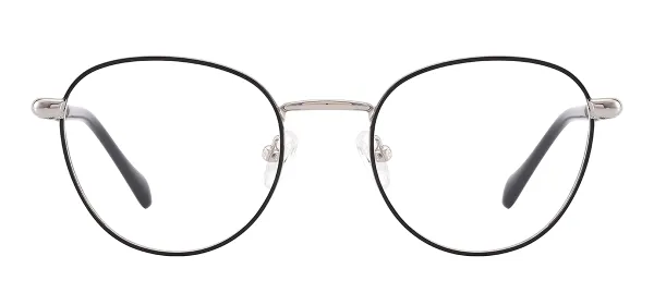 Oval Full Rim Metal Glasses (Black)