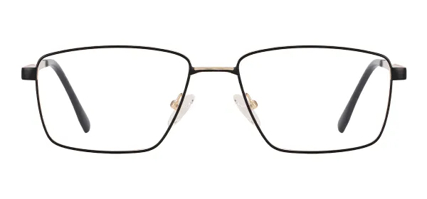 Metal Rectangular Eyeglasses (Black & Gold)