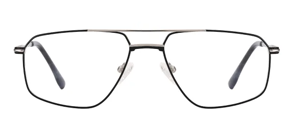 Double Bridge Men Glasses (Black & Silver)