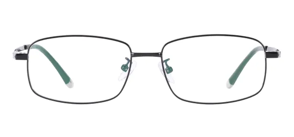 Men Metal Rectangle Eyeglasses - Black