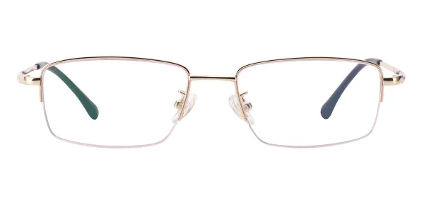 Men Large Eyeglasses - Gold