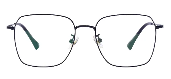 Square Metal Spectacles - Black
