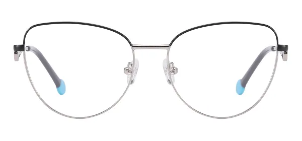 Cat Eye Metal Eyeglasses - Black