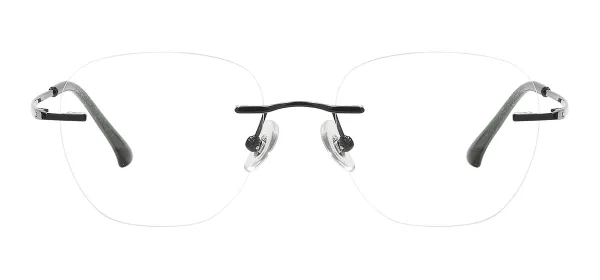 Round Rimless Eyeglasses - Black