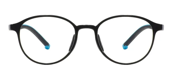 Fashion Round Kids Glasses - Black Blue