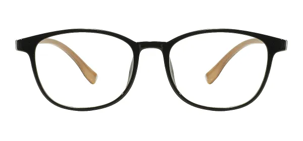 TR90 Oval Eyeglasses - Black Brown