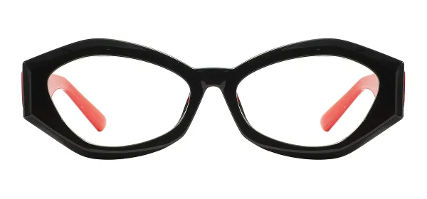 Cat Eye TR90 & Acetate Glasses - Black Red