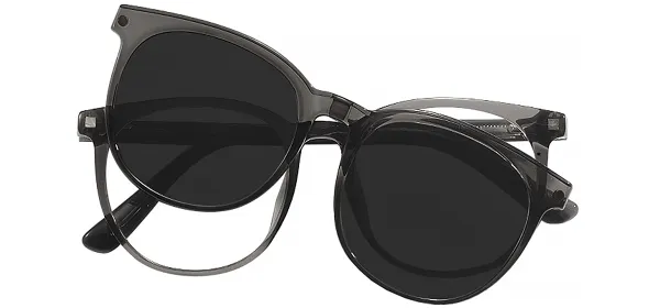 Round Clip-On Sunglasses - Gray