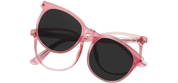 Round Clip-On Sunglasses - Pink