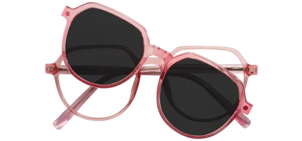 Acetate Clip-On Polarized Sunglasses - Pink