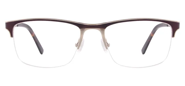 Metal Square Eyeglass Frames - Brown