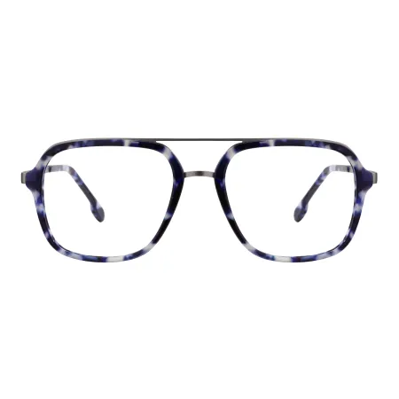 Acetate Double Bridge Square Spring Hinge Optical Frames 