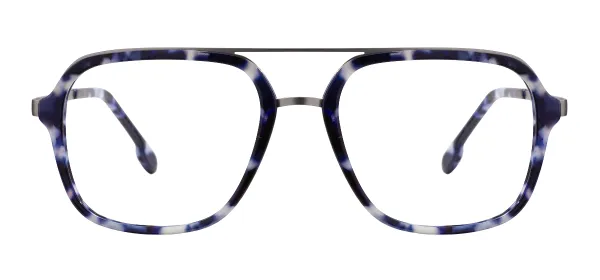 Acetate Double Bridge Square Spring Hinge Optical Frames  - Blue
