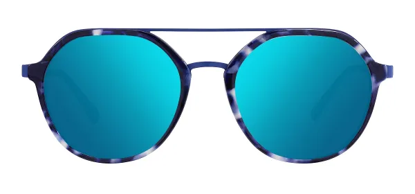  Acetate Round Double Bridge Spring Hinge Sunglasses Frames - Blue