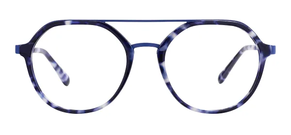  Acetate Round Double Bridge Spring Hinge Eyeware Frames - Blue