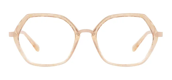 Hexagon Acetate Spring Hinge Glasses Frames  - Brown