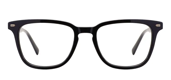 Large Full Rim Rectangular Eyeglasses - Black