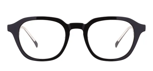 Oval Acetate Glasses Frame - Black