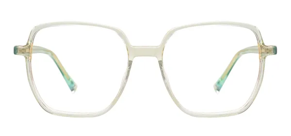 Large Acetate Square Eyeglasses - Green