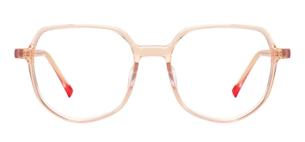 Geometric Large Acetate Glasses Frame - Transparent Pink