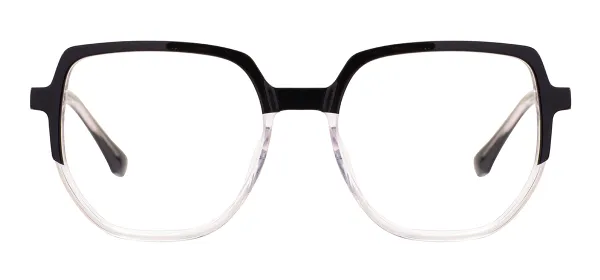 Full Rim Geometric Colorful Acetate Glasses Frame - Black