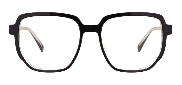 Full Rim Square Acetate Glasses Frame - Black