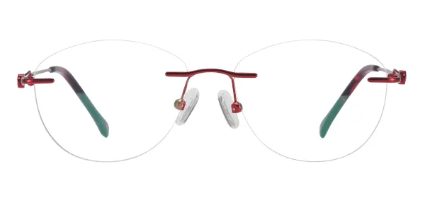 Oval Rimless Spectacles - Red