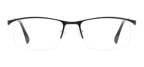 Rectangular Half Rim Glasses - Black Silver